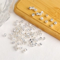 Polished silver faceted spacer beads with stripe texture for handmade jewelry making - 3mm / Silver
