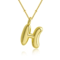 Collier doré avec pendentif lettre H en relief 3D et finition miroir sur chaîne - Lettre H
