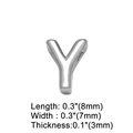 Dettaglio del ciondolo lettera 'Y' con dimensioni 8mm x 7mm e spessore di 3mm in argento - Lettera Y