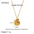 Detailed size parameters of 18k gold plated stainless steel nautilus pendant necklace - DFN232G Gold Shell Pendant Necklace
