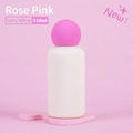 Ivory white 350ml stainless steel insulated cup with a creative magenta ball-shaped lid - Ivory White Body with Rose Red Ball Lid