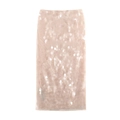 Elegante gonna midi in tulle champagne con paillettes scintillanti su sfondo bianco - XS / Colore loto
