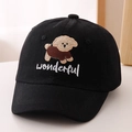 Close-up of cute dog patch embroidery and wonderful text on black cotton baseball cap - Black