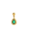 Golden teardrop earring with green gemstone and hammered metal texture detail - May Hammered Teardrop Pendant Only (Without Chain)