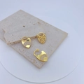 Tres colgantes de corazón en oro con micro-pavé de circonitas sobre una base de piedra - #2 Dorado Circón Completo Hueco