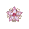 Pink enamel daisy brooch with gold plating and sparkling faceted gemstones for women - Pink Crystal Flower