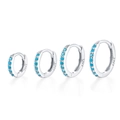 925 sterling silver hoop earrings set with turquoise stones in various sizes - Silver-Turquoise Zirconia