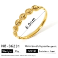 Bracelet jonc géométrique creux en acier inoxydable plaqué or 18K pour femme chic - Perle Imbriquée dans Cercle Creux (NB-B6231)