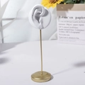 White ear model jewelry stand with gold metal rod and stable base for earring display - Right Ear White Single