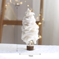 Handmade white wool felt Christmas tree with pearls on wood base, 27cm tabletop decor - White Wool Slice