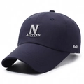 Cappellino da baseball in cotone blu scuro con ricamo N bianco e visiera rinforzata - Regolabile / Blu navy