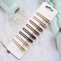 8-piece set of wave-shaped hair clips in matte earth tones on a white display card - 8#-Wave Shape (8Pcs)