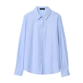 Elegante camicia azzurra a maniche lunghe da donna con colletto e bottoni - XS / Blu