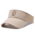 Beige visor hat with embroidered letter C design for stylish summer sun protection - Adjustable / Light Beige With Letter C