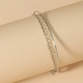 Minimalist double-layer silver bangle and delicate chain bracelet for women - Silver Solid Fine Ring Double Layer Style (KS142)