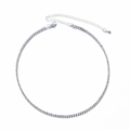 Elegant silver rhinestone choker necklace with adjustable lobster clasp on white background - White Rhinestone (Silver Plated)