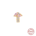 S925 sterling silver mushroom cartilage stud with pink and white cubic zirconia - Mushroom