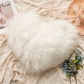 Plush heart-shaped faux fur pillow cover in white for cozy aesthetic sofa decoration - White Long Faux Fur Heart Pillowcase (Cover Only) / 40*50cm