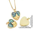 18K gold plated butterfly pendant necklace with heart shape and pink resin inlay - Heart Butterfly / Emerald Green Opal