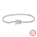 Détail macro du bracelet tennis en argent sterling S925 avec zircons ronds blancs - Rond 1.5mm (Zirconia) / 16.5cm / Or blanc