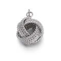 Silver-finished round knot pendant charm with intricate braided texture for DIY jewelry - Woven Knot-Silver