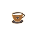 Retro coffee cup enamel pin in brown and gold finish for fashion accessories - Heart Coffee Cup Style (C1562-4)