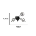 Gothic heart cartilage stud earring with black stone and silver snake chain design - 7# Snake Heart Silver