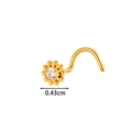 Piercing de nez fleur dorée en titane avec zircone et tige courbée en S - Style Marguerite Micro-Incrustée (T2556-6#) / Or