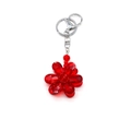 Crystal flower keychain pendant with vibrant red faceted beads and silver lobster clasp - 4.5*12cm / Red