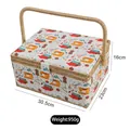 Floral sewing box organizer with tools pattern, 30.5x23x16cm, weight 950g for home use - G Style - Orange Base Sewing