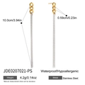 Detailed view of long tassel earrings with dimensions showing 10cm length and 0.59cm width - Three-ring Two-tone Curb Chain Style (JDE0207021-PS)