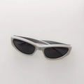 Kids Y2K silver metallic wrap sunglasses with dark lenses for outdoor sports style - Silver Gray