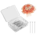 Detailed view of 100pcs crystal head sewing pins in a clear storage box - Floral Pins 100pcs Box