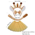 Giraffe animal costume set with headband, bow tie, tail, and yellow tutu skirt - 4pcs Set (Headband+Bowtie+Tail+Gold Tutu) / Yellow Giraffe