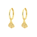 Gold-plated s925 silver shell earrings with small diamonds and a 925 authenticity stamp - Textured Shell (E) / Gold