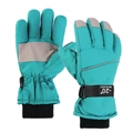 Waterproof thermal winter ski gloves in teal with anti-slip palms and wrist straps - Green