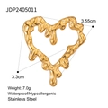 Golden lava heart pendant in stainless steel with measurements and waterproof features - Stainless Steel Melted Heart Pendant (JDP2405011)