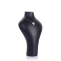 Golden heart pendant necklace with center zircon stone on a black portrait model stand - Small (24cm) / Black