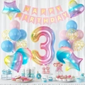 Rainbow gradient 40 inch number 3 balloon set for 3rd birthday party decoration kit - Gradient Number Set 3