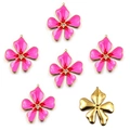 Colorful enamel flower charms with rhinestones and gold plating for DIY jewelry - Flower No.9 / 33x39mm / Rose Red