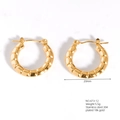 20mm gold minimalist irregular textured stainless steel hoop earrings for women - Bamboo Segmented Texture Style (20mm)