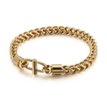 Pulsera de hombre de cadena de trigo dorada de 6mm con cierre industrial en blanco - Dorado