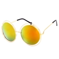 Retro double-rim metal sunglasses featuring vibrant yellow-orange gradient lenses - Gold Frame Red Mirror C9