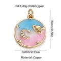 Detailed view of enamel starry sky charm with measurements and material specifications - Pink-blue Gradient Space (YSN006-3)