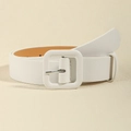 Elegante cintura larga bianca con fibbia quadrata abbinata e dettagli di cucitura premium - Bianco