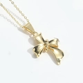 Elegant gold bow pendant necklace with slim chain on a clean white background - Irregular Knot (Gold)