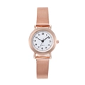 Damen Quarz-Armbanduhr mit roségoldenem Mesh-Armband und minimalistischem weißem Zifferblatt - Roségold Gehäuse Fettgedruckte Arabische Ziffern Weißes Zifferblatt