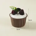 Artificial cupcake model with white cream, blackberries and cookie on brown paper cup - Black Cup Blackberry