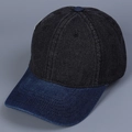 Dettaglio del cappellino da baseball in denim bicolore con cuciture a contrasto e occhielli - Nero / M (56-58cm)