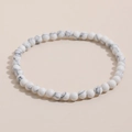 4mm white howlite beaded energy bracelet with grey marble texture and elastic cord - Howlite